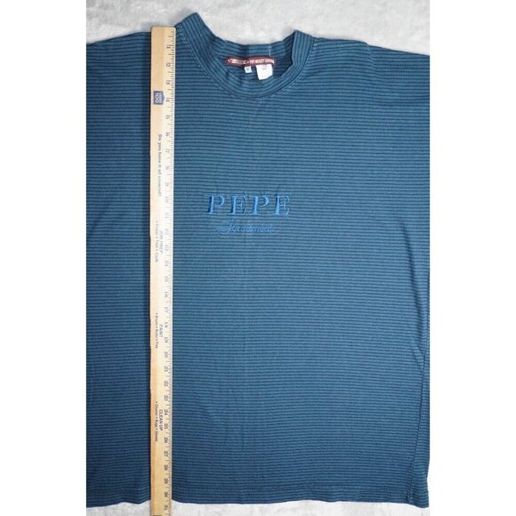 Vintage Pepe Jeanswear Striped Mock Neck T-Shirt - Made in USA - Size Medium - Picture 6 of 9